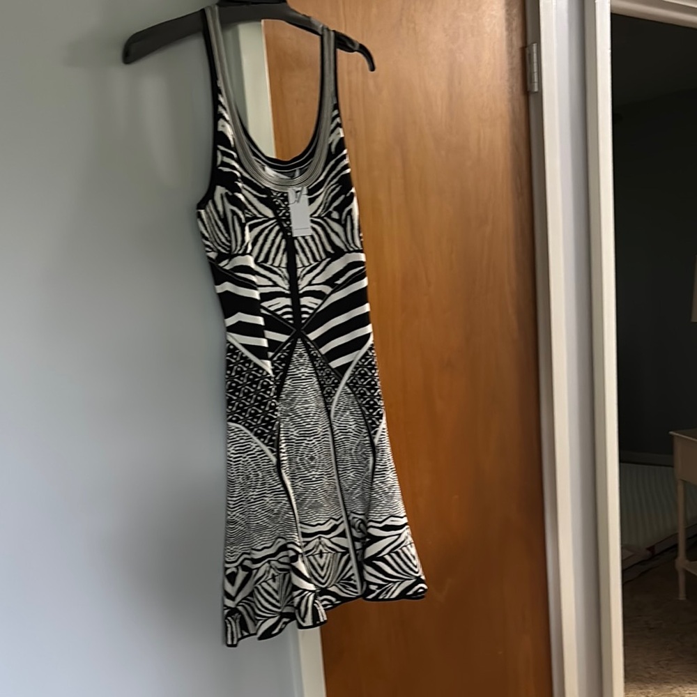 Black and White Fit and Flare Mini Dress